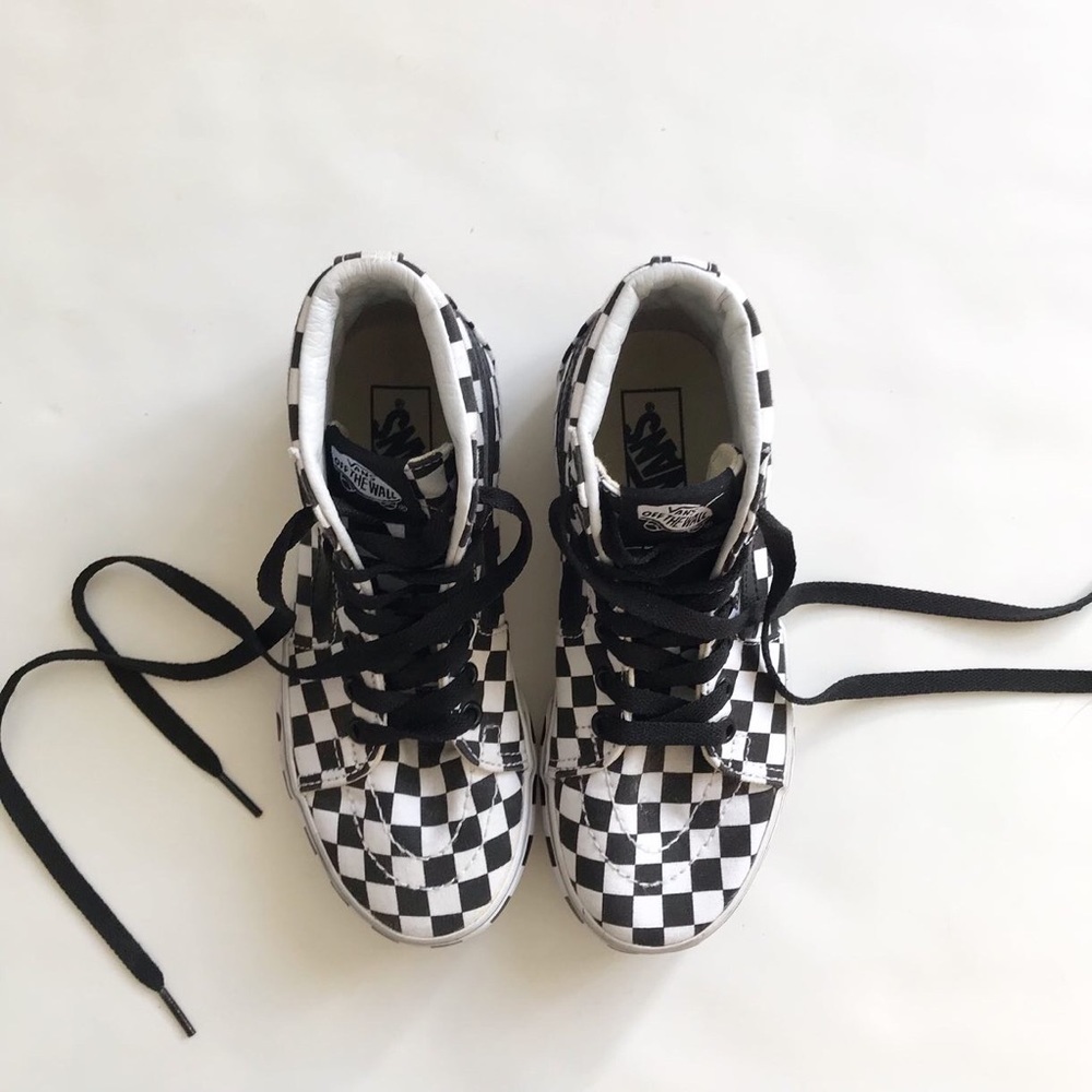 Vans SK8-Hi overprint checkboard sneakers EUC size 1 youth - Picture 3 of 9